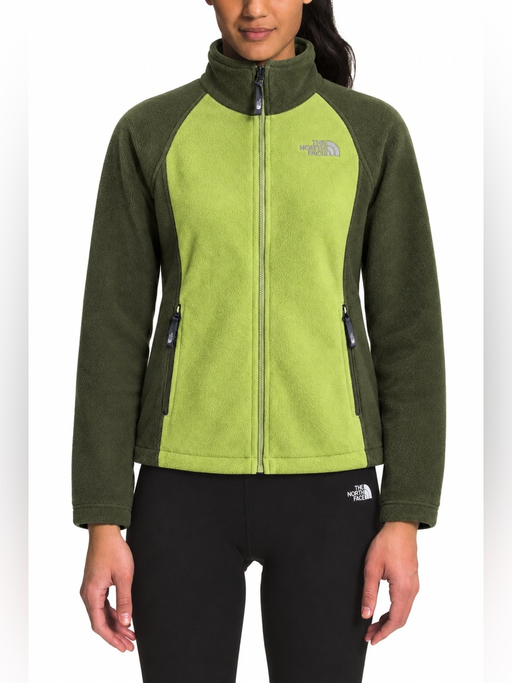 The North Face Polartec Fleece Jacket Green Two-Tone Colorblock Full Zip Coat, S